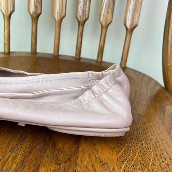 Tory Birch Minnie Travel Ballet Flats Scrunchie Back Nude Blush Color Sz 8 - Picture 11 of 16